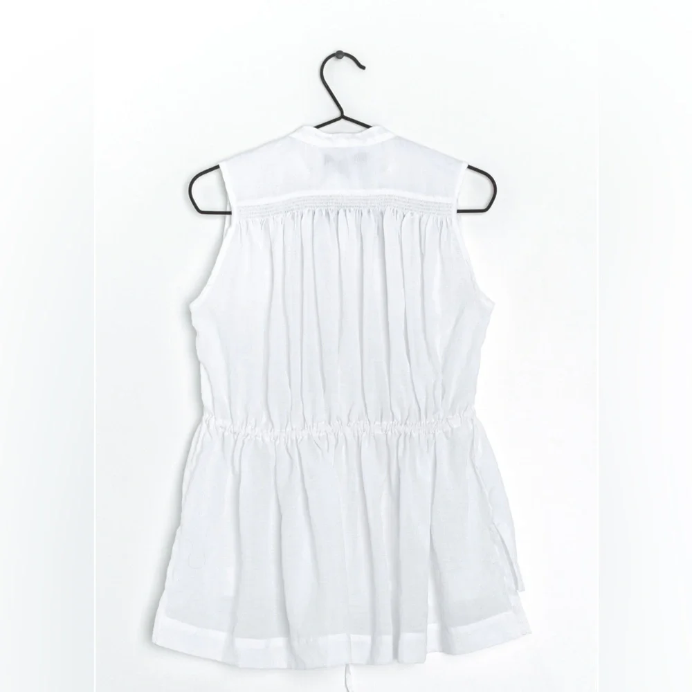 BANANA REPUBLIC WHITE DRAWSTRING SLEEVELESS TOP - Picture 4 of 5